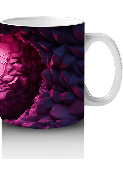 Pembe Işıltılı Taşlar Arasında Kelebek Silueti – Baskılı Kahve Kupası fırsatları