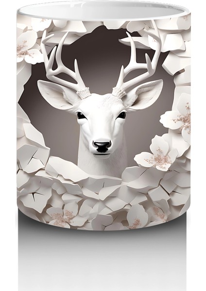 Çatlak Duvardan Bakan Soyut Geyik Figürü – Baskılı Kahve Kupası modelleri