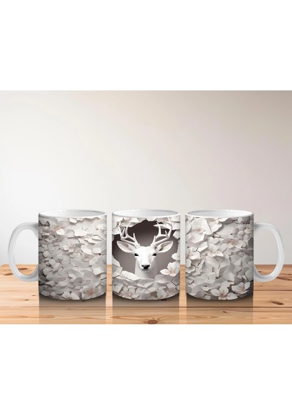 Çatlak Duvardan Bakan Soyut Geyik Figürü – Baskılı Kahve Kupası indirimleri