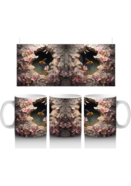 Çiçekli Takılarla Süslenmiş Gotik Inek Illüstrasyonu – Baskılı Kahve Kupası