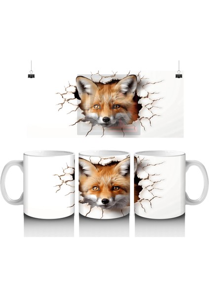 Çatlak Arasından Bakan Kızıl Tilki – Baskılı Kahve Kupası