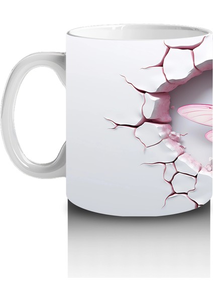 Pembe Damarlı Kalp Desenli Çift Yusufçuk – Baskılı Kahve Kupası fiyatları