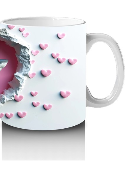 Kalp Şeklindeki Çatlaktan Bakan Sevimli Köpek Balığı – Baskılı Kahve Kupası fırsatları