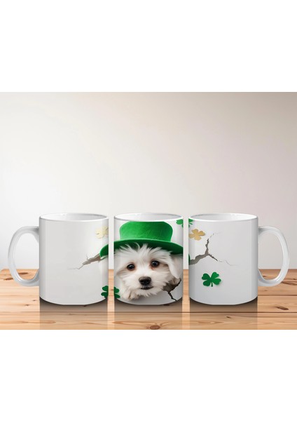 St. Patrick Şapkalı Çatlakta Sevimli Yavru Köpek – Baskılı Kahve Kupası indirimleri