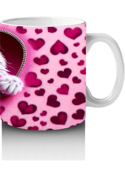 Kalpli Yastığa Sarılmış Gri Kedi – Baskılı Kahve Kupası fırsatları