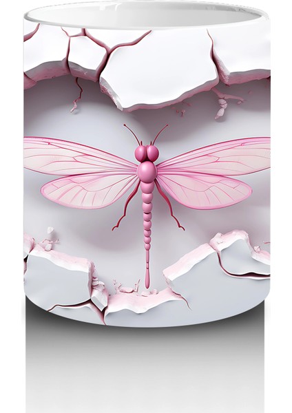 Pembe Damarlı Kalp Desenli Çift Yusufçuk – Baskılı Kahve Kupası modelleri