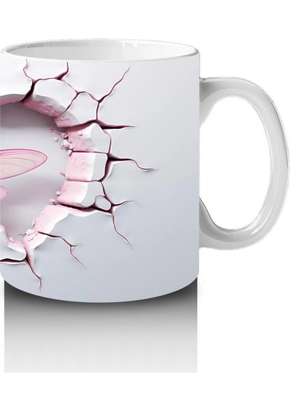 Pembe Damarlı Kalp Desenli Çift Yusufçuk – Baskılı Kahve Kupası fırsatları