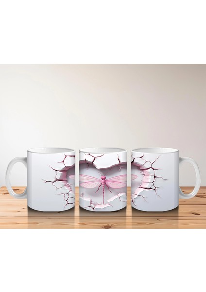 Pembe Damarlı Kalp Desenli Çift Yusufçuk – Baskılı Kahve Kupası indirimleri