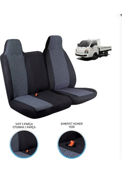 Hyundai H 100 Kamyonet Koltuk Kılıfı Sabit Başlıklı Ön Takım Füme Siyah