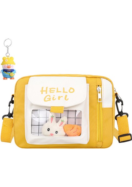 Kanvas Çanta Kadın Crossbody Küçük Çanta Ilköğretim ve Ortaokul Öğrencileri Sevimli Omuz Çanta Şeffaf (Yurt Dışından)