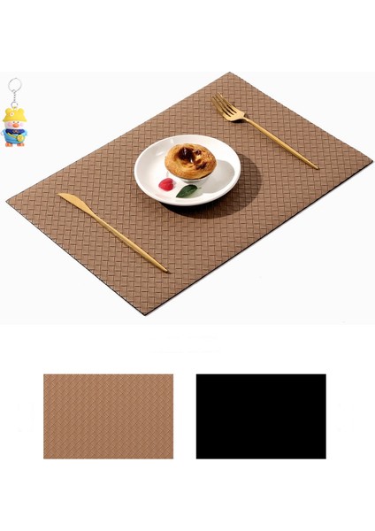 Dokuma Deri Placemat Otel Ev Masa Mat Yağ Geçirmez Kaymaz Isı Yalıtım Mat Kase Mat 4 Adet (Yurt Dışından)