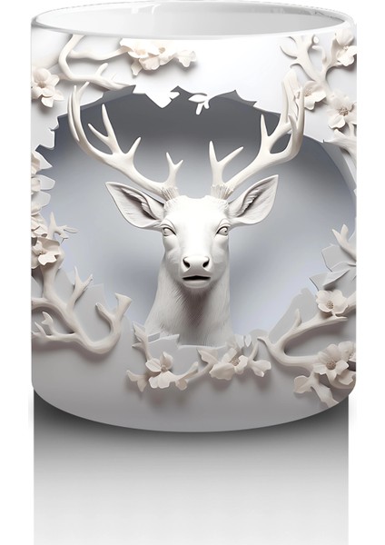 Kış Manzarasında Çatlak Duvardan Bakan Geyik – Baskılı Kahve Kupası modelleri