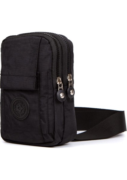 Siyah Keten Kumaş Belgrat Telefon Bölmeli Çapraz Göğüs ve Omuz Çantası NEW203 fiyatları