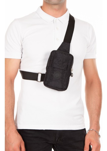 Siyah Keten Kumaş Belgrat Telefon Bölmeli Çapraz Göğüs ve Omuz Çantası NEW203 modelleri