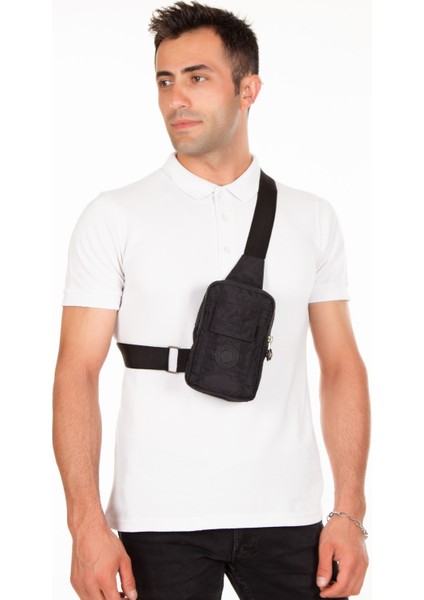 Siyah Keten Kumaş Belgrat Telefon Bölmeli Çapraz Göğüs ve Omuz Çantası NEW203 fırsatları