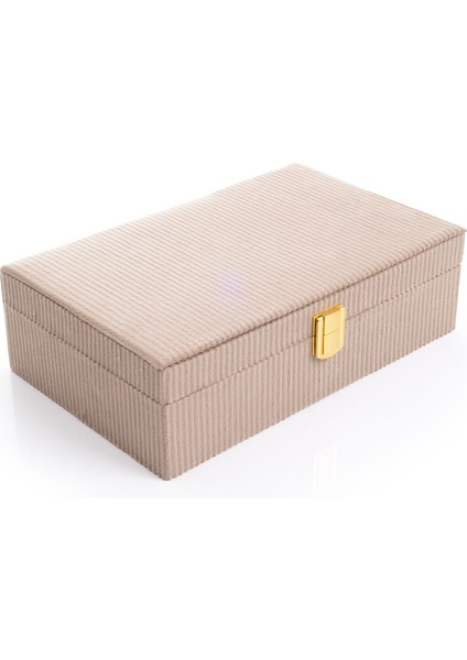 Aynalı Kadife Takı Kutusu, Organizer, 25X16X7 Cm, Kahverengi fırsatları