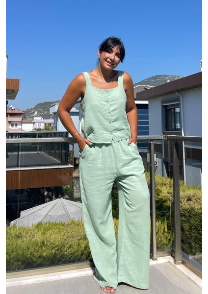 Askılı Müslin Mint Pijama Takımı fiyatları