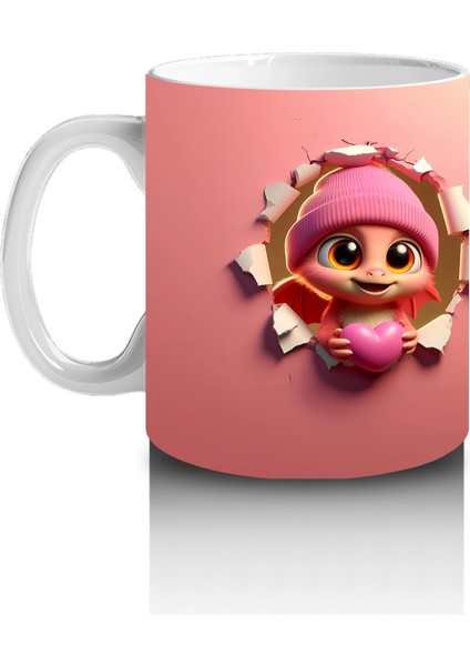 Pembe Kostümlü Kız Maskot ve Ponponlu Bere – Baskılı Kahve Kupası fiyatları