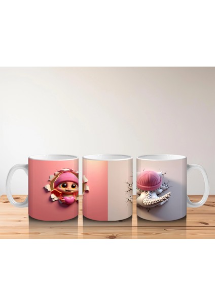 Pembe Kostümlü Kız Maskot ve Ponponlu Bere – Baskılı Kahve Kupası indirimleri