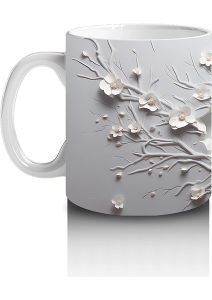 Dallarla Süslenmiş Çatlakta Beliren Beyaz Geyik – Baskılı Kahve Kupası fiyatları