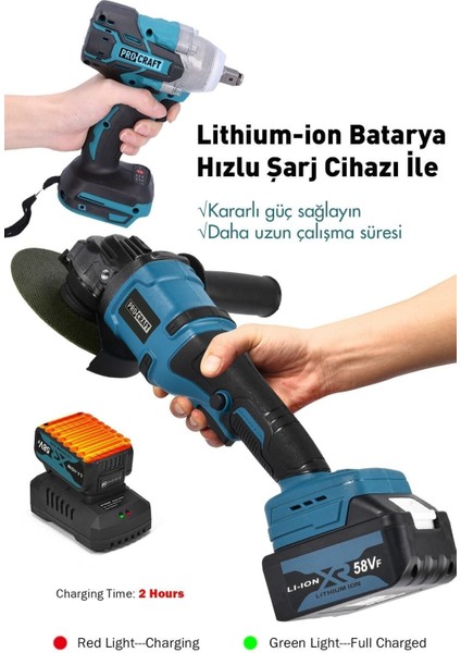 Kablosuz 58VF Ultra 2 Li Set Şarjlı Taşlama ve Somun Sökme 1501-2200W modelleri