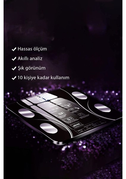 Siyah Dijital Cam Baskül, Hassas ve Akıllı Kilo Ölçüm Cihazı fırsatları