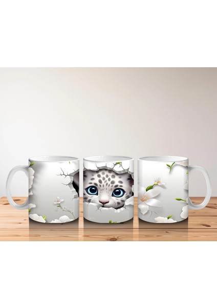 Çiçeklerle Kaplı Çatlakta Mavi Gözlü Kedi – Baskılı Kahve Kupası indirimleri