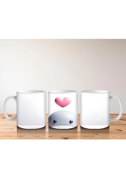 Kalp Balonu Tutan Tatlı Beyaz Balina – Baskılı Kahve Kupası indirimleri