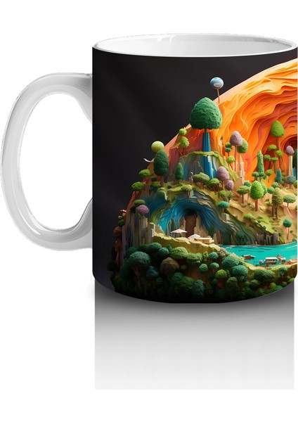 Renkli Masalsı Mantar Ormanı ve Küçük Ev – Baskılı Kahve Kupası fiyatları