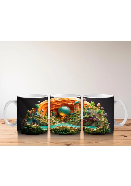 Renkli Masalsı Mantar Ormanı ve Küçük Ev – Baskılı Kahve Kupası indirimleri