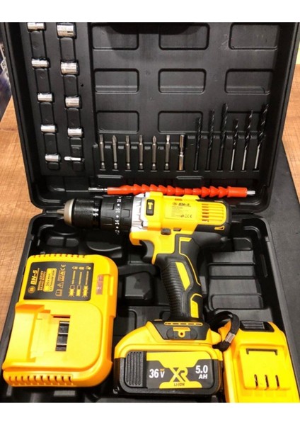 36V Darbeli Matkap 5.0AH Lion Akü 18+1 Tork, Çok Yönlü Güç Aracı