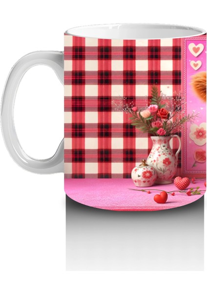 Sevgililer Günü Temalı Minik Buzağı - Baskılı Kahve Kupası fiyatları