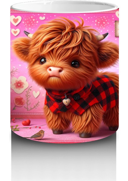 Sevgililer Günü Temalı Minik Buzağı - Baskılı Kahve Kupası modelleri