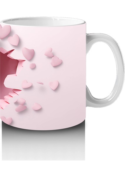 Kalp Desenli Pembe Fon Arasında Bakan Sevimli Köpek – Baskılı Kahve Kupası fırsatları