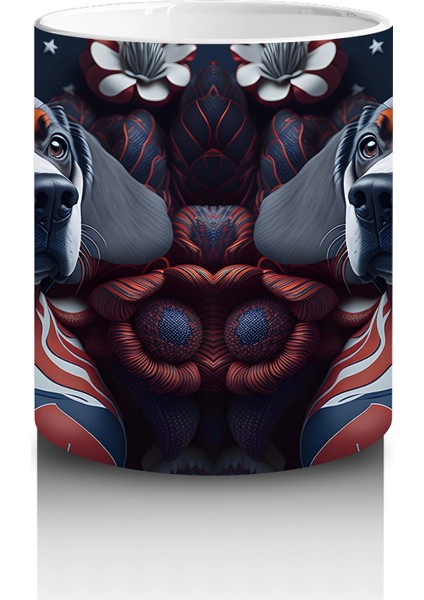 Kırmızı Gotik Kalpli Desenlerle Basset Hound Kupa Bardak modelleri