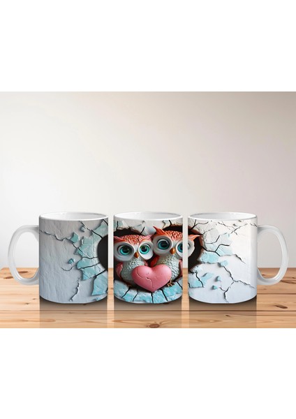 Kalpli Detaylı Kırık Duvarlı Baykuşlar - Baskılı Kahve Kupası indirimleri