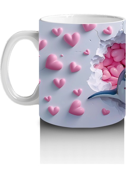 Pembe Kalpler Arasında Bakan Sevimli Köpek Balığı – Baskılı Kahve Kupası fiyatları