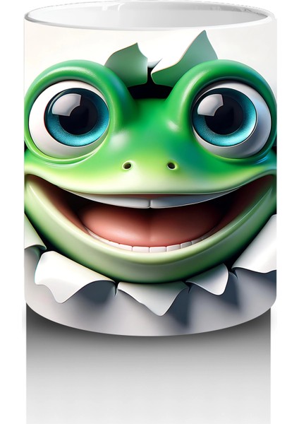 Çatlak Arasından Bakan Neşeli Kurbağa – Baskılı Kahve Kupası modelleri