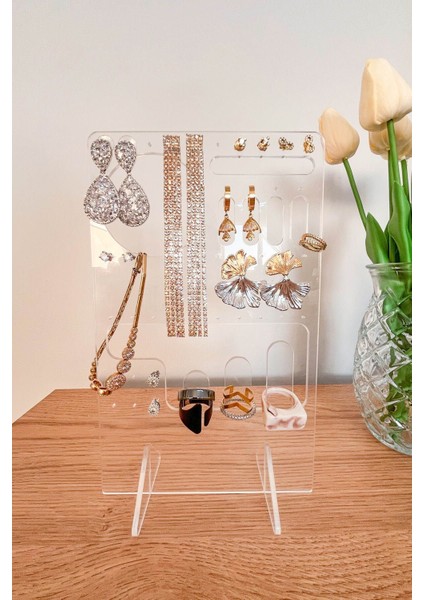 Şeffaf Pleksi Takı Organizeri, Kolye, Küpe ve Yüzük Saklama Çözümü