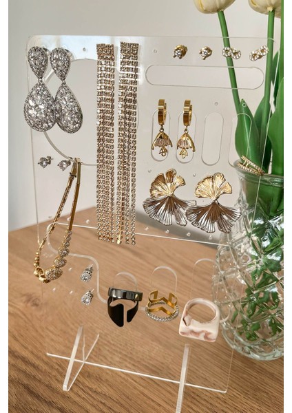 Şeffaf Pleksi Takı Organizeri, Kolye, Küpe ve Yüzük Saklama Çözümü indirimleri