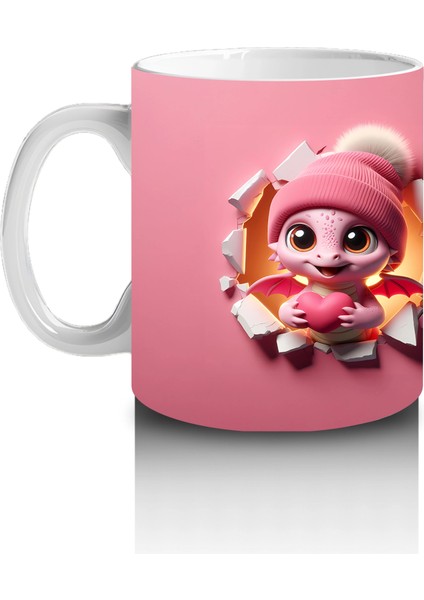 Pembe Ponponlu Bere Takmış Maskot Karakter – Baskılı Kahve Kupası fiyatları