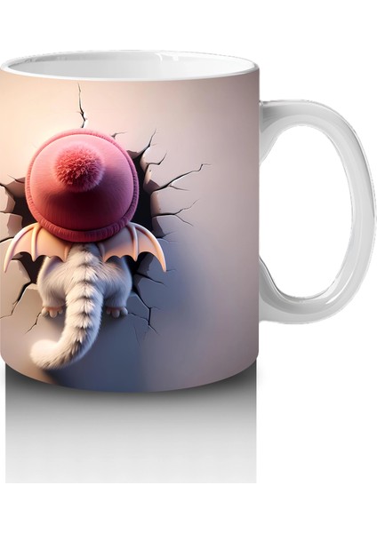 Pembe Ponponlu Bere Takmış Maskot Karakter – Baskılı Kahve Kupası fırsatları