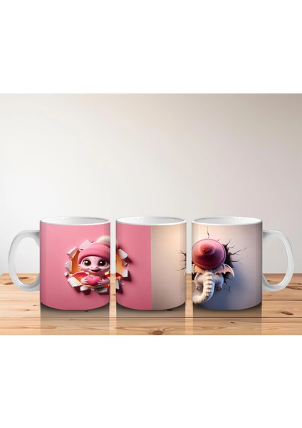 Pembe Ponponlu Bere Takmış Maskot Karakter – Baskılı Kahve Kupası indirimleri