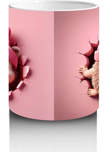 Mutlu Ifade ile Bakan Tatlı Kirpi Kız Maskot – Baskılı Kahve Kupası modelleri