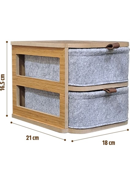 Keçe 2 Çekmeceli Bambu Kozmetik ve Takı Organizer, Masa Üstü Banyo Düzenleyici fırsatları