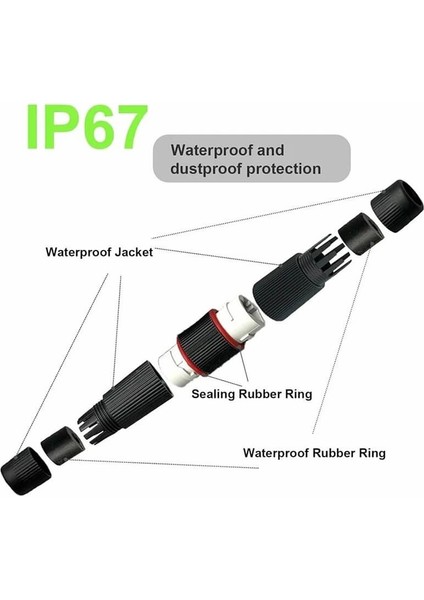 Su Geçirmez IP67 RJ45 Dişi - Dişi Ethernet Kablo Birleştirici - Dış Mekan Cat6 Cat7 Uyumlu modelleri