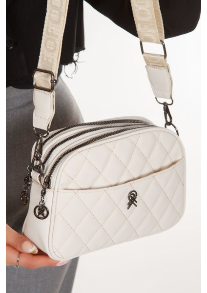 Kadın Çapraz Askılı Omuz Çantası NEW235 - Krem