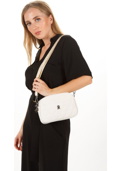 Kadın Çapraz Askılı Omuz Çantası NEW235 - Krem indirimleri