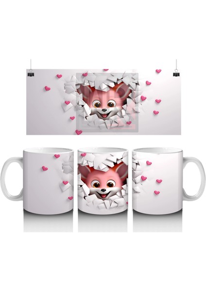 Pembe Fona Dönük Sevimli Ayıcık – Baskılı Kahve Kupası