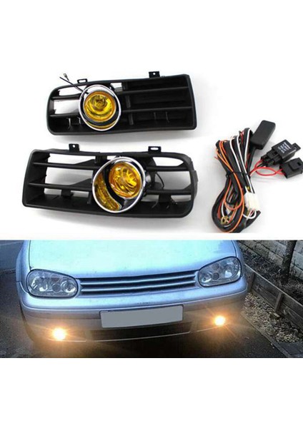 1 Çift Ön Tampon Izgarası Sis Farları Izgarası LED Lamba Tel Kiti ile Sarı Volkswagen Golf Mk4 1998-2004 (Yurt Dışından) modelleri